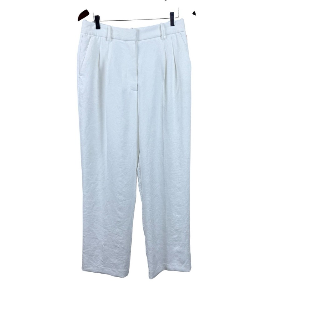 Open Edit Wide-Leg White Pants Womens Size 10 Lined Polyester
